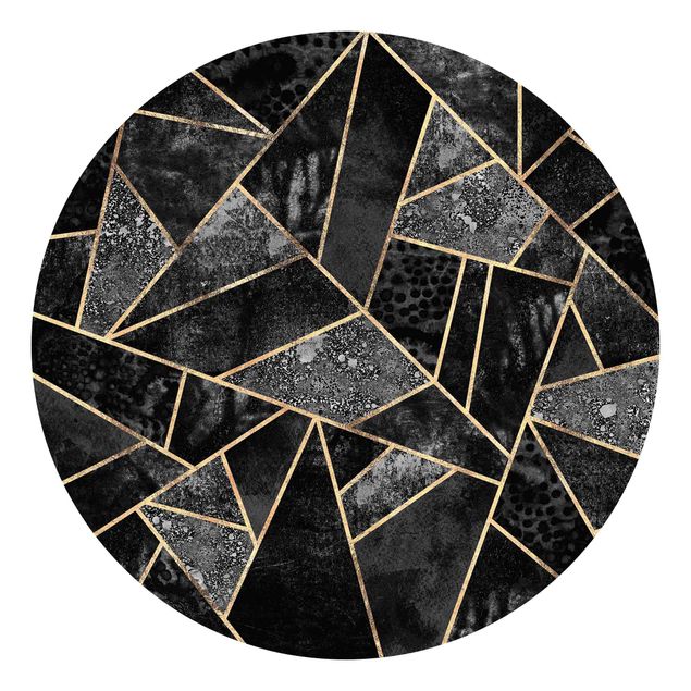 Self-adhesive round wallpaper - Grey Triangles Gold