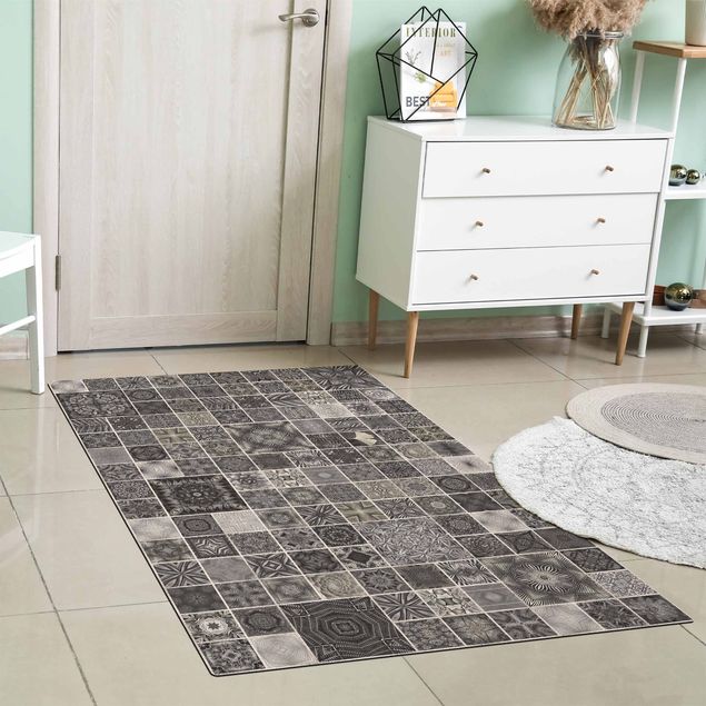 modern area rugs Grey Jungle Tiles With Silver Shimmer