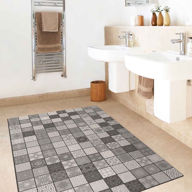 Grey rugs Grey Mediterranian Tiles With Dark Joints