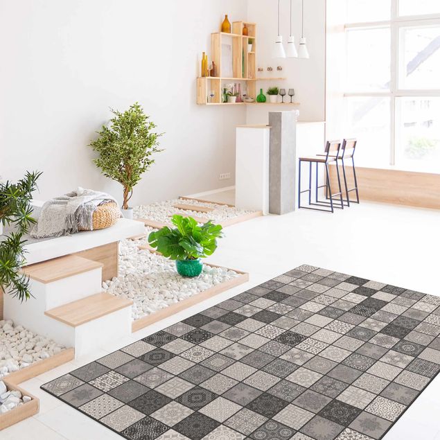Modern rugs Grey Mediterranian Tiles With Dark Joints