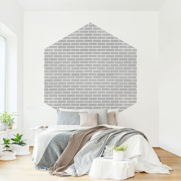 Self-adhesive hexagonal wall mural - Gray Brick Wall