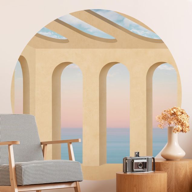 Self-adhesive round wallpaper - Greek View