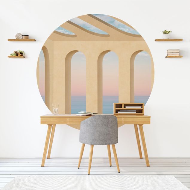 Self-adhesive round wallpaper - Greek View