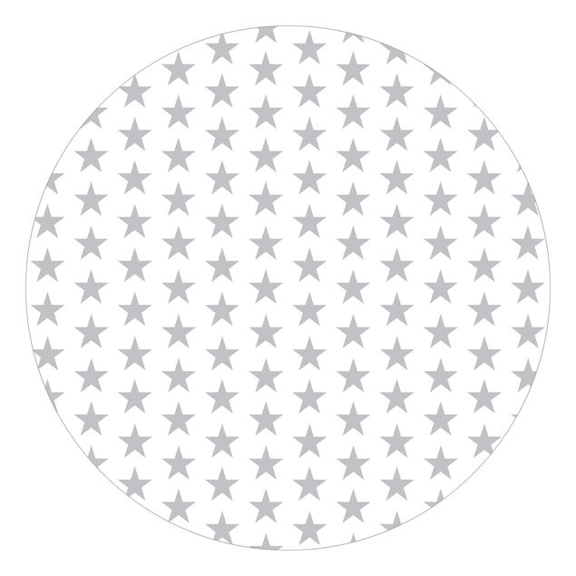 Self-adhesive round wallpaper kids - Large Grey Stars On White