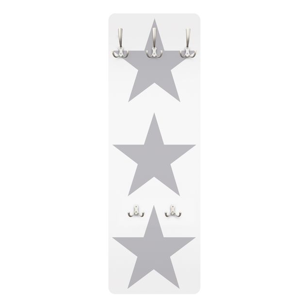Coat rack - Large Grey Stars On White