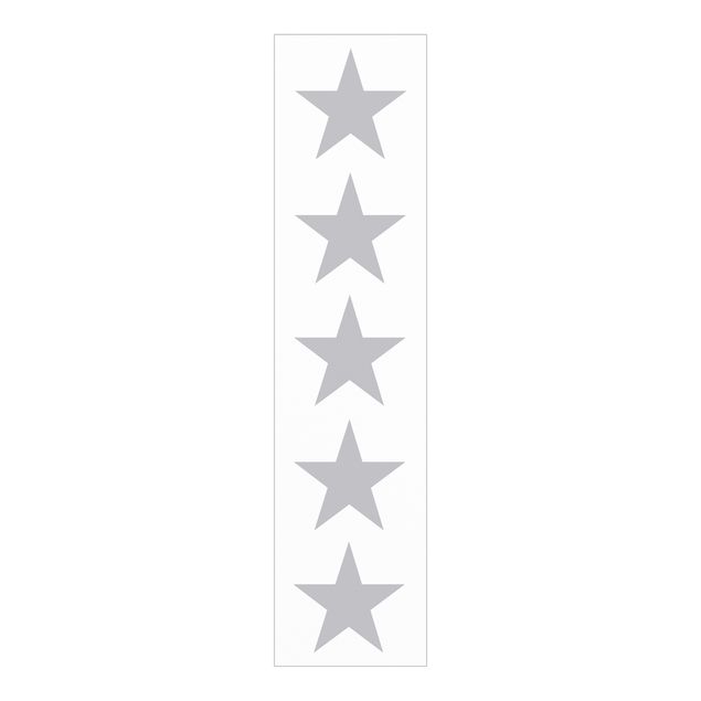 Sliding panel curtains set - Large Grey Stars On White
