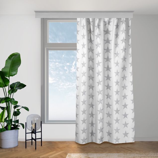 modern curtains for living room Large Gray Stars On White
