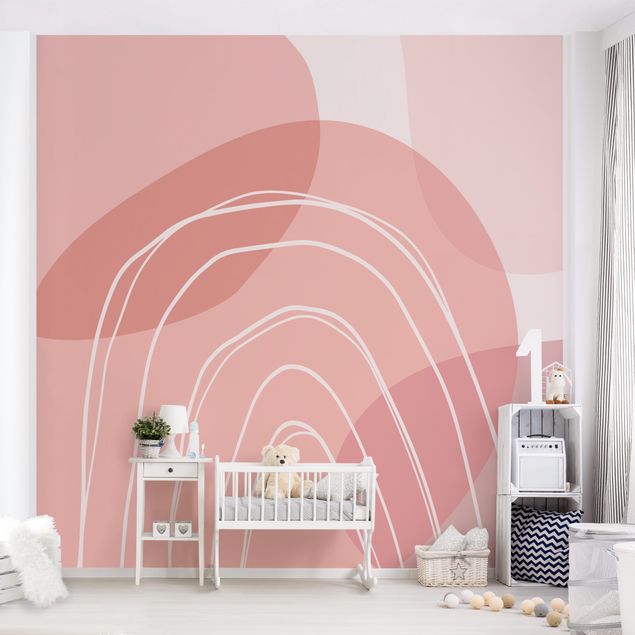 Wallpapers Large Circular Shapes in a Rainbow - pink