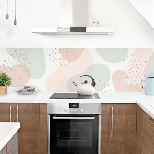 Kitchen wall cladding - Large Pastel Circular Shapes with Dots