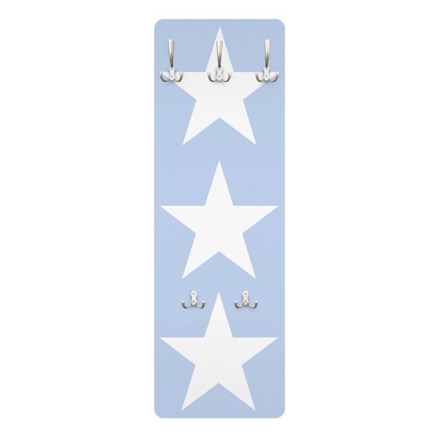 Coat rack - Big White Stars on Blue
