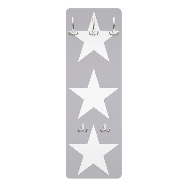 Coat rack - Large white stars on grey