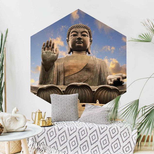 Self-adhesive hexagonal pattern wallpaper - Big Buddha