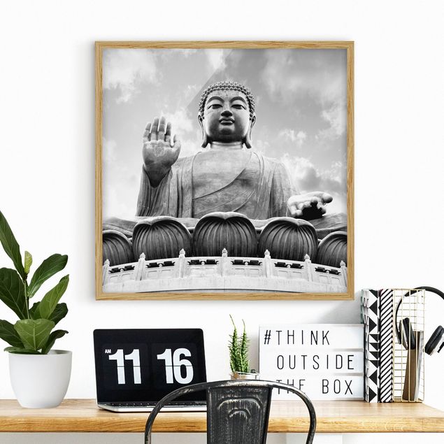 Framed poster - Big Buddha Black And White