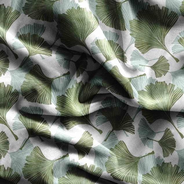 modern curtains for living room Large Falling Gingko Leaves In Green