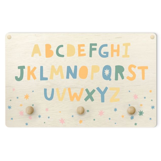 Coat rack for children - Big Alphabet With Stars Colourful
