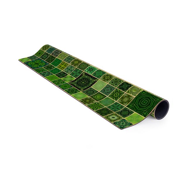 Green rugs Green Jungle Tiles With Golden Shimmer
