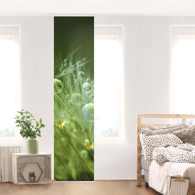Sliding panel curtains set - Green Seeds In The Rain