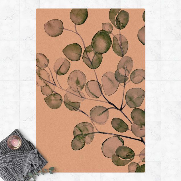 Modern rugs Green Watercolour Eucalyptus Branch