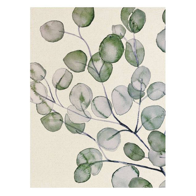 Canvas print gold - Green Watercolour Eucalyptus Branch