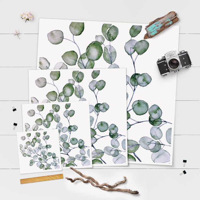 Poster - Green Watercolour Eucalyptus Branch