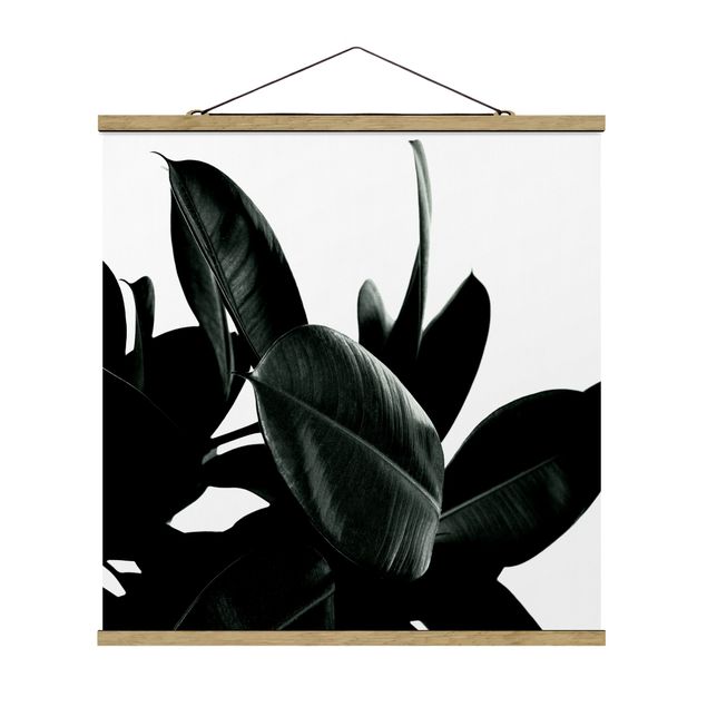 Fabric print with poster hangers - Rubber Tree Dark Green - Square 1:1