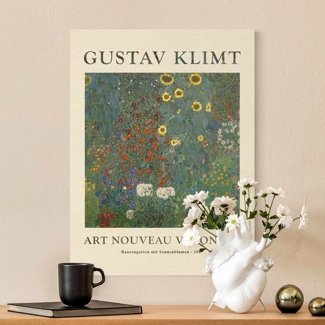 Natural canvas print - Gustav Klimt - Farmer's Garden With Sunflowers - Museum Edition - Portrait format 3:4