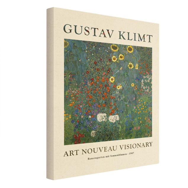 Natural canvas print - Gustav Klimt - Farmer's Garden With Sunflowers - Museum Edition - Portrait format 3:4