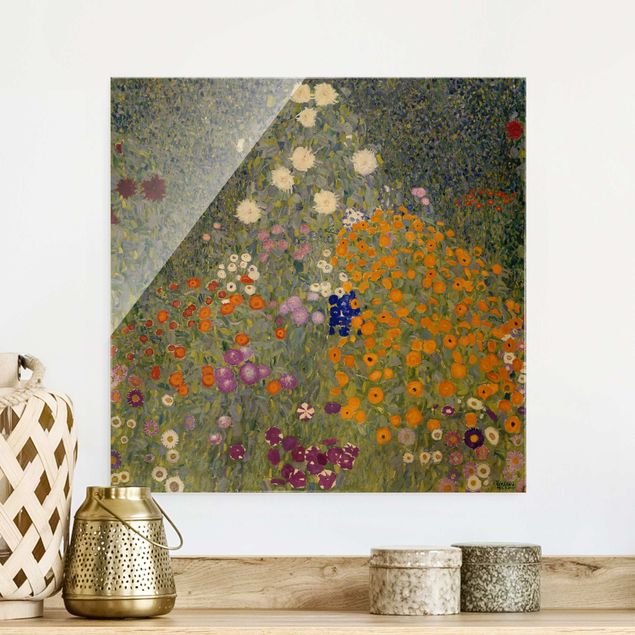 Glas Magnettafel Gustav Klimt - Cottage Garden