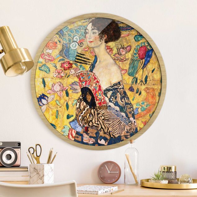 Framed prints round Gustav Klimt - Lady With Fan