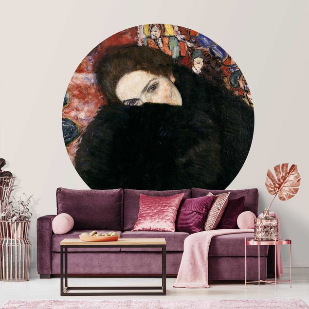 Self-adhesive round wallpaper - Gustav Klimt - Lady With A Muff