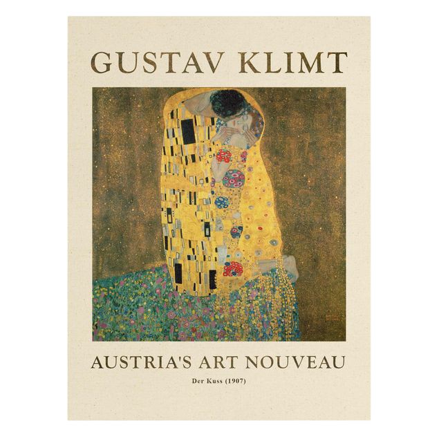 Natural canvas print - Gustav Klimt - The Kiss - Museum Edition - Portrait format 3:4