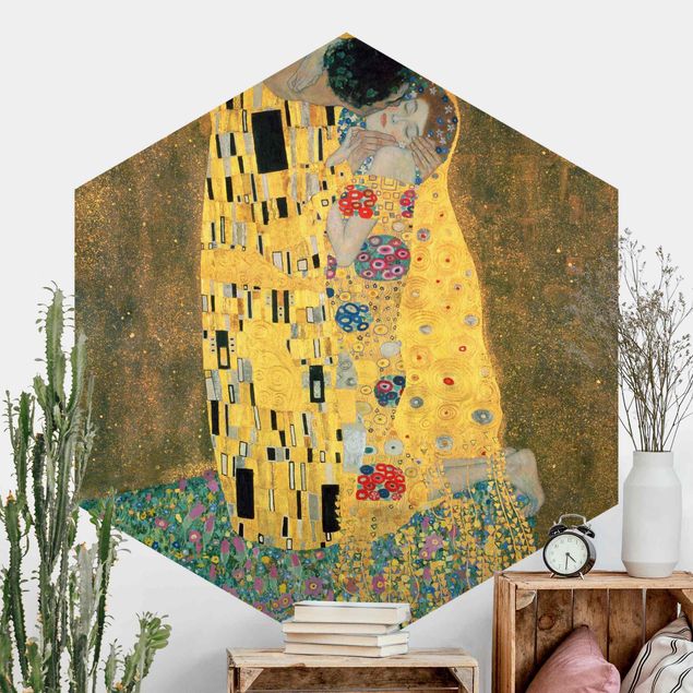 Self-adhesive hexagonal wall mural Gustav Klimt - The Kiss