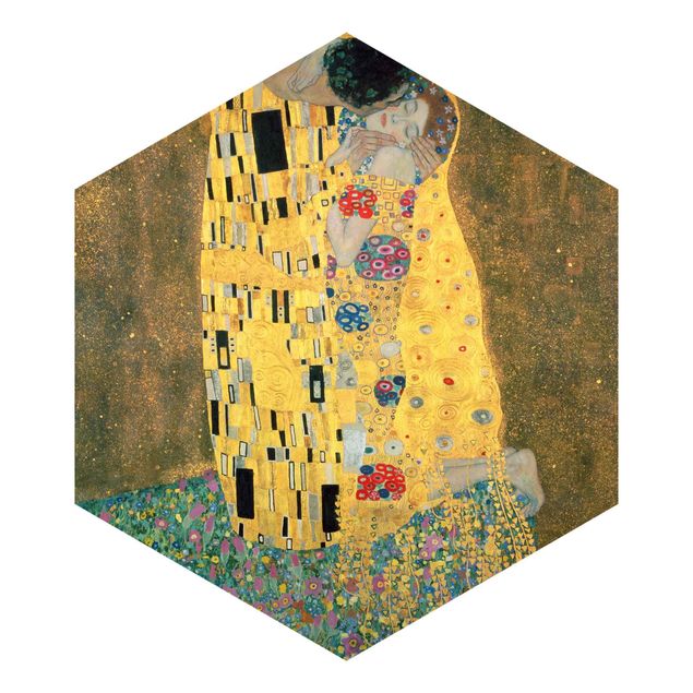 Self-adhesive hexagonal pattern wallpaper - Gustav Klimt - The Kiss