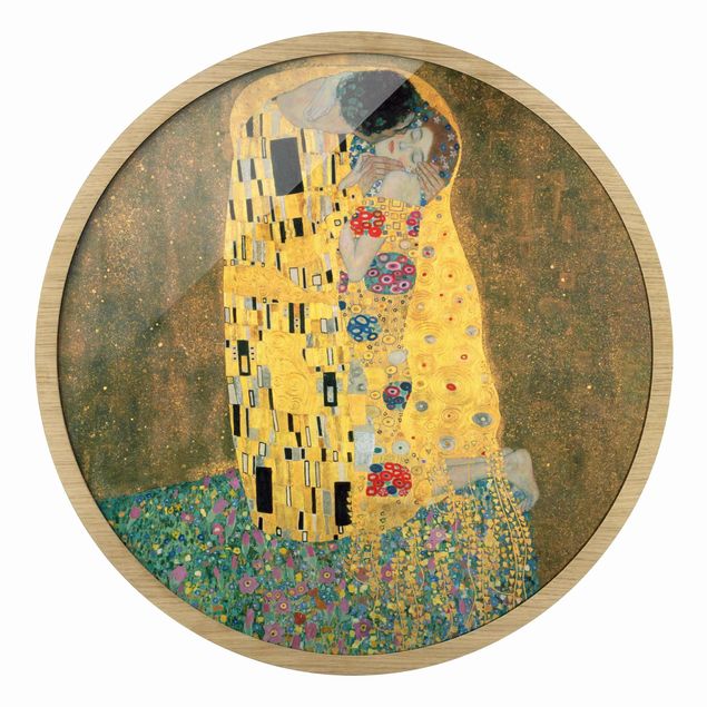 Circular framed print - Gustav Klimt - The Kiss
