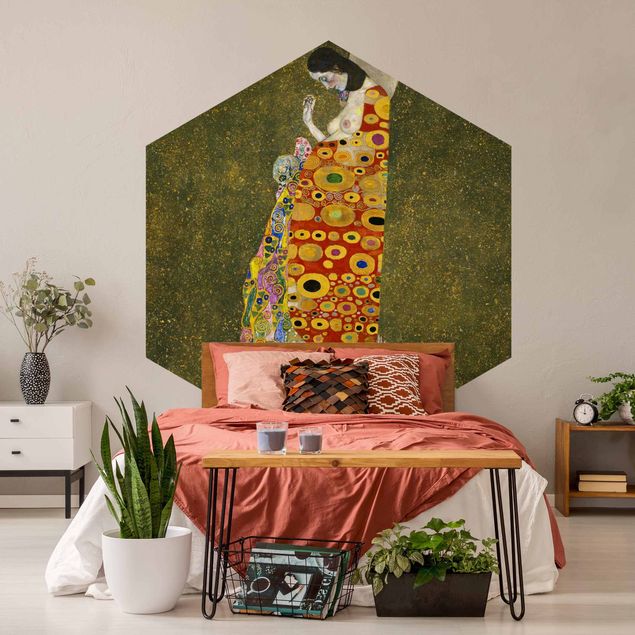 Self-adhesive hexagonal pattern wallpaper - Gustav Klimt - Hope II