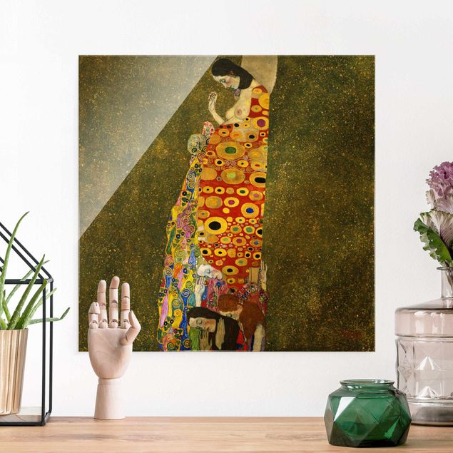 Glas Magnettafel Gustav Klimt - Die Hoffnung II