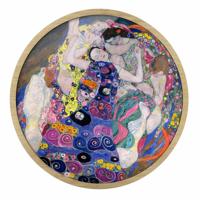 Circular framed print - Gustav Klimt - The Virgin