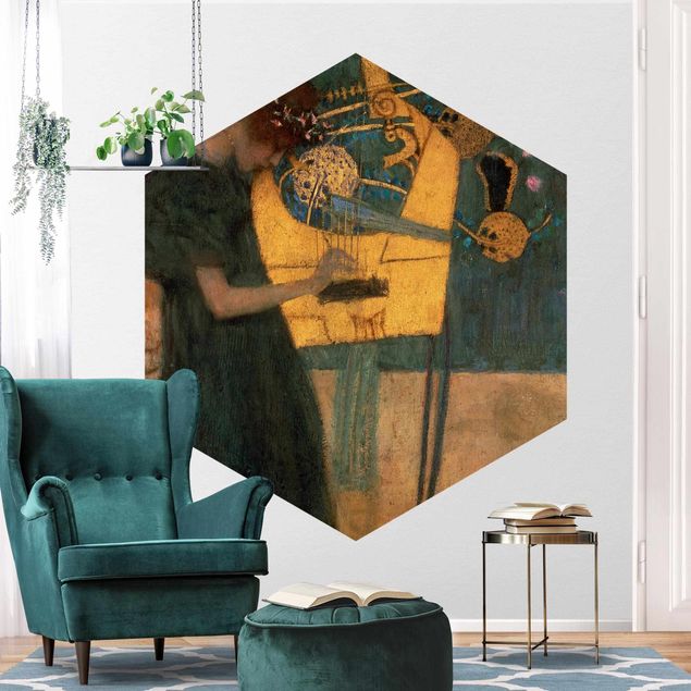 Self-adhesive hexagonal pattern wallpaper - Gustav Klimt - Music