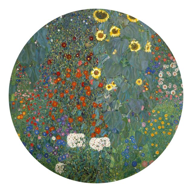 Self-adhesive round wallpaper - Gustav Klimt - Garden Sunflowers