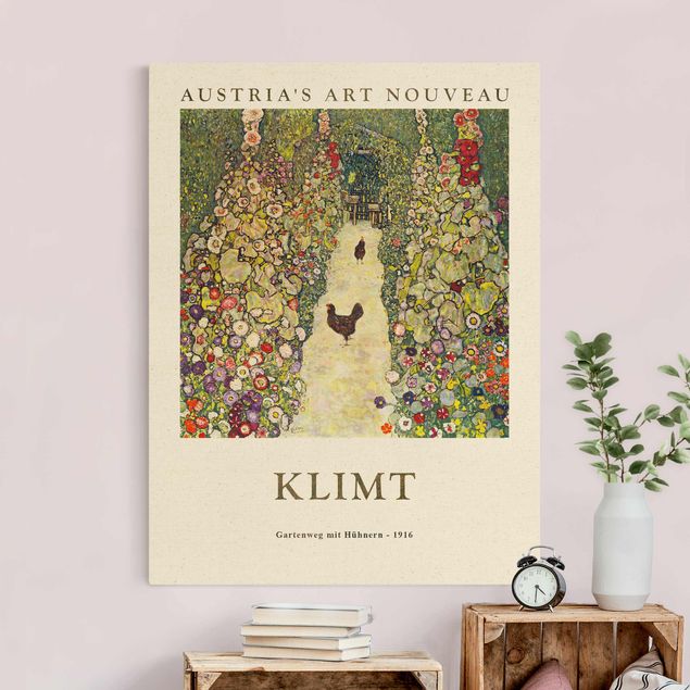 Natural canvas print - Gustav Klimt - Path Through The Garden With Chickens - Museum Edition - Portrait format 3:4