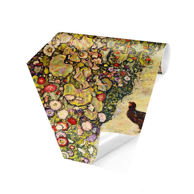 Self-adhesive hexagonal pattern wallpaper - Gustav Klimt - Garden Path with Hens