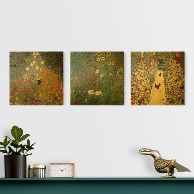 Print on canvas 3 parts - Gustav Klimt - In The Garden