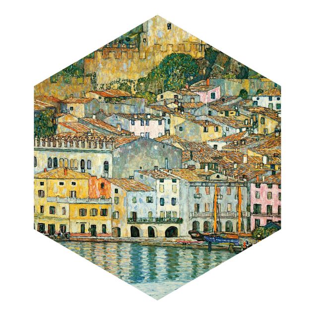 Self-adhesive hexagonal pattern wallpaper - Gustav Klimt - Malcesine On Lake Garda