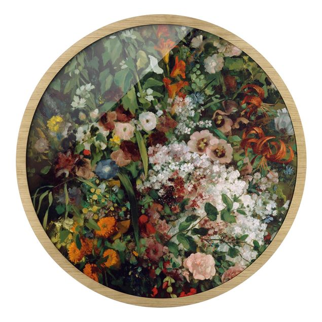 Circular framed print - Gustave Courbet - Bouquet In Vase