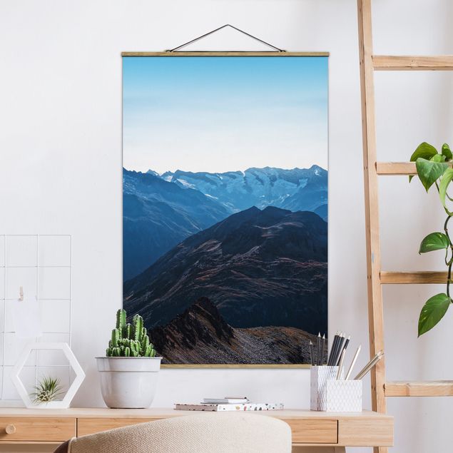 Fabric print with poster hangers - Good Weather Up In The Mountains - Portrait format 2:3
