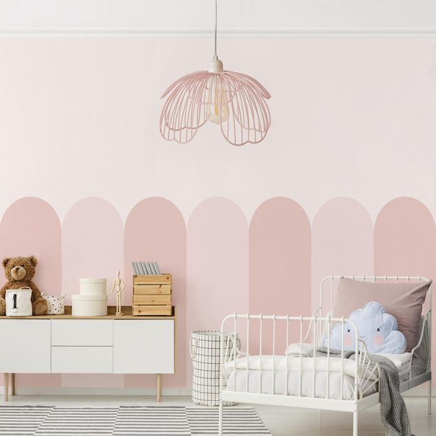 Wallpaper - Semicircular Border Medium pink Mix
