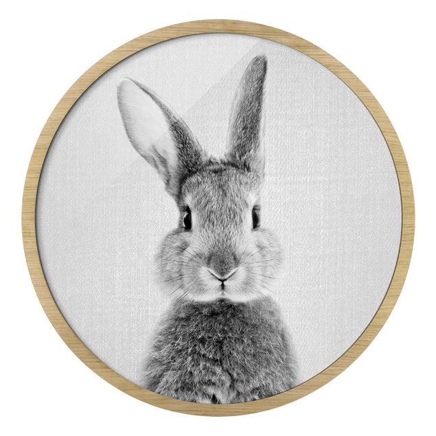 Circular framed print - Hare Hilbert Black And White