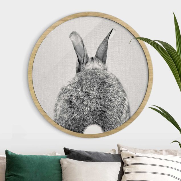 Framed prints round Hare From Behind Black And White