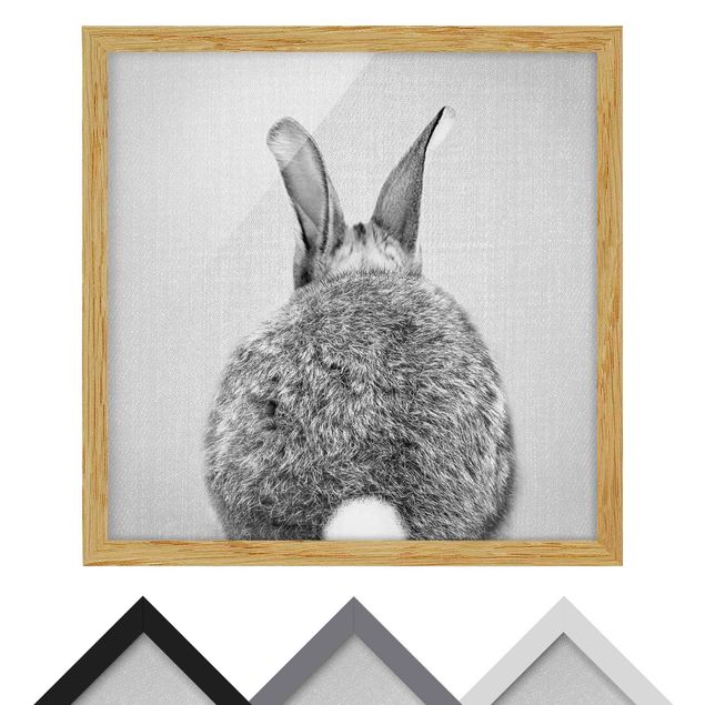 Framed poster - Hare From Behind Black And White