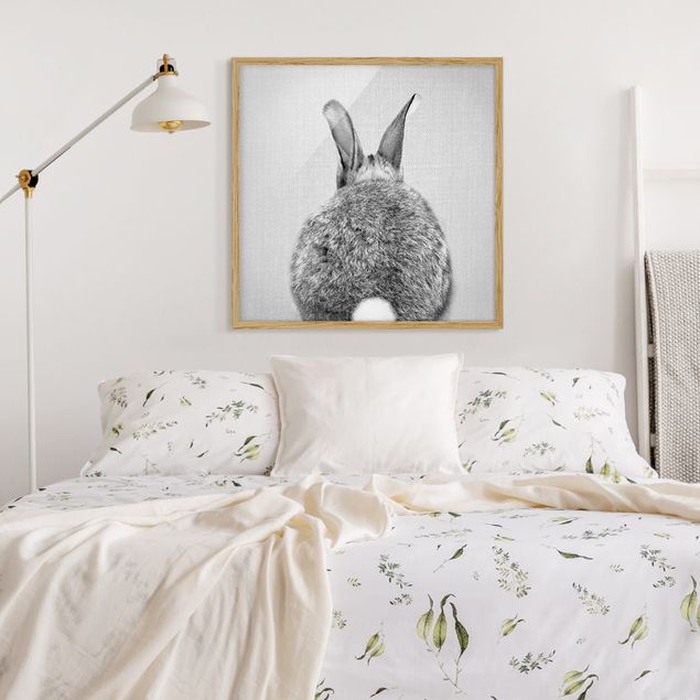 Framed poster - Hare From Behind Black And White